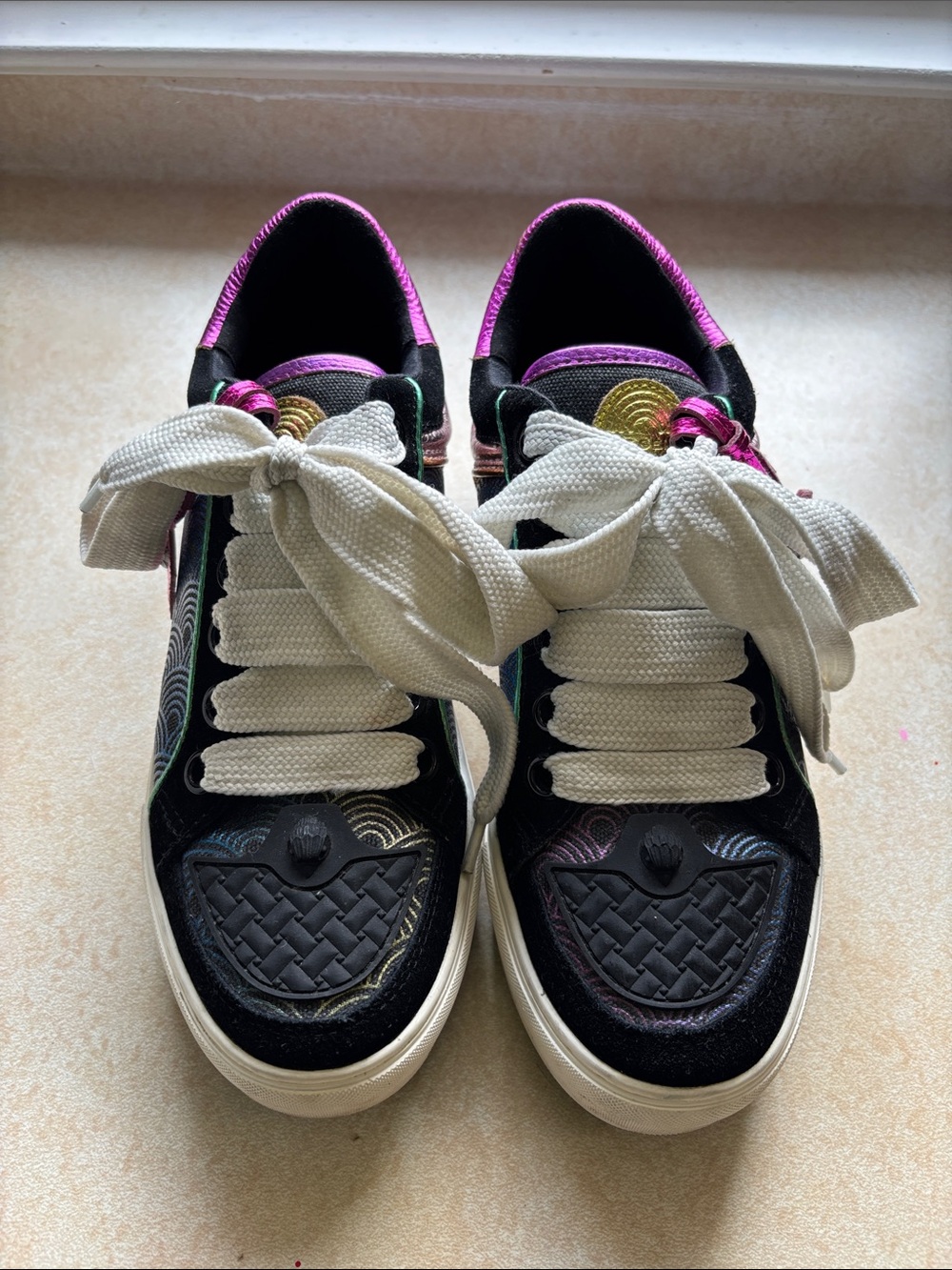 Kurt Geiger Black Sneakers with Pink and Multicolor Accents